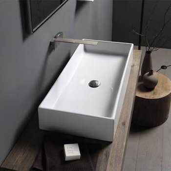 Lavoar pe blat Scarabeo TEOREMA 2.0 80x40 cm, alb, lucios